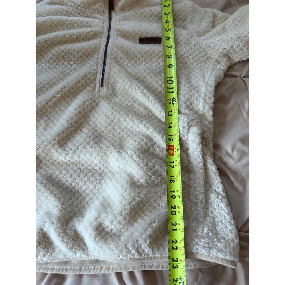 Columbia Teddy Fleece Pullover Womens L Cream Half Zip Gorpcore Sherpa Sweater